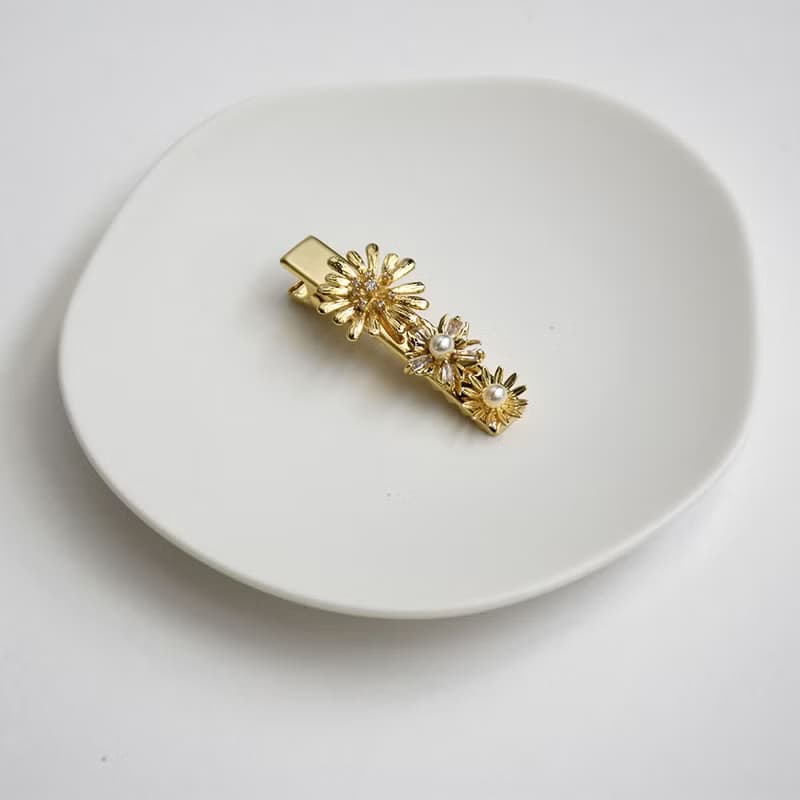 【春夏新品】繁花盛開黃  銅鋯石髮夾