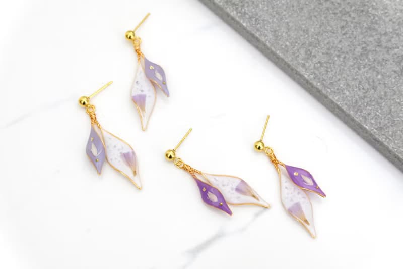 耳針/耳夾水晶花-乾燥花/落葉紛飛耳環-光點飾品
