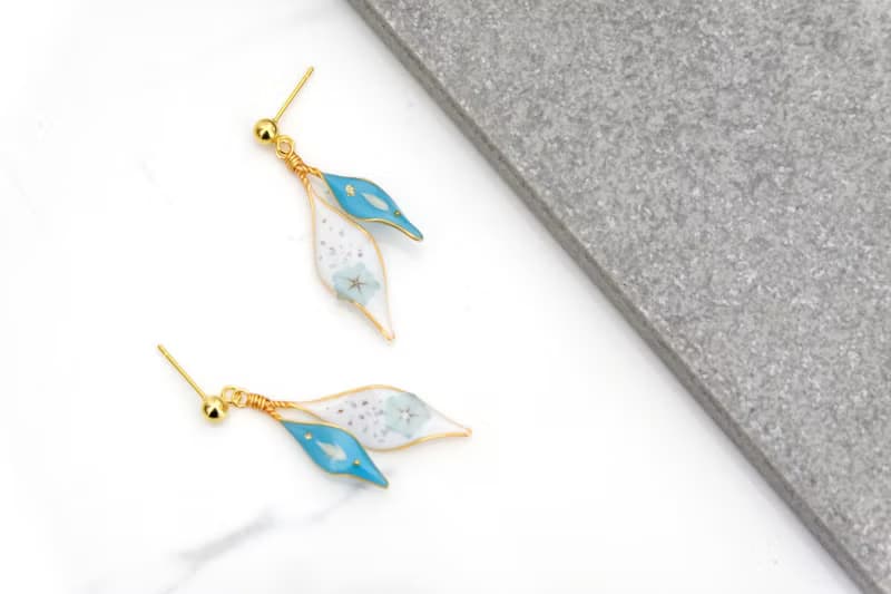 耳針/耳夾水晶花-乾燥花/落葉紛飛耳環-光點飾品