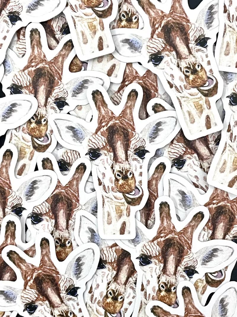 水彩插畫小動物 - 長頸鹿 PVC防水貼紙 (霧面) 行李箱貼紙 電腦貼