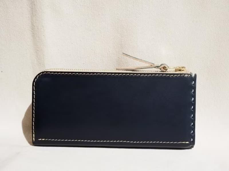 Wファスナーの長財布 / ネイビー