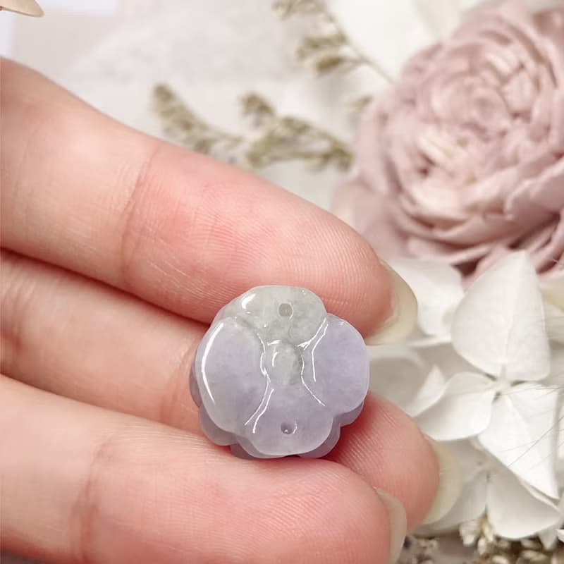 冰種紫羅蘭翡翠牡丹花 | 天然緬甸玉A貨翡翠 | 送禮