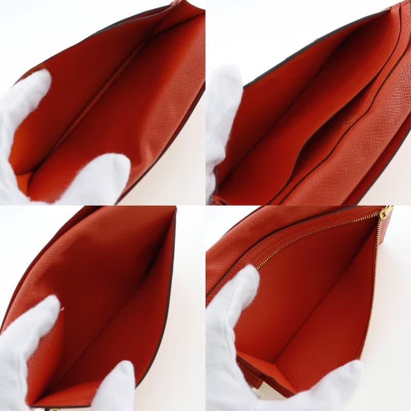 【日本直送】エルメス HERMES ベアンスフレ 長財布 ヴォーエプソン オレンジ T レディース【中古】