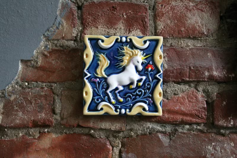 Unicorn relief ceramic tile unicorn figurines