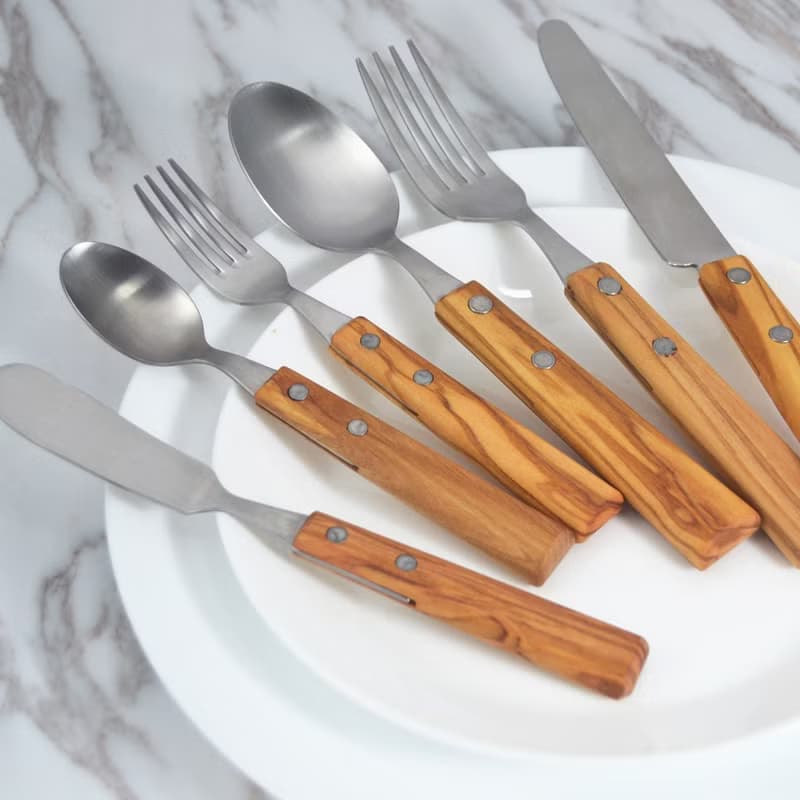 日本【SALUS 佐藤金屬】優雅細木餐具 櫸木柄/花梨木柄