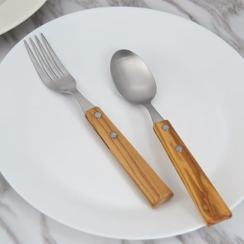 日本【SALUS 佐藤金屬】優雅細木餐具 櫸木柄/花梨木柄