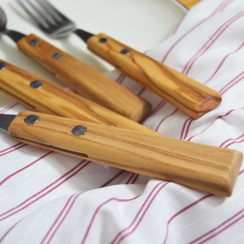 日本【SALUS 佐藤金屬】優雅細木餐具 櫸木柄/花梨木柄