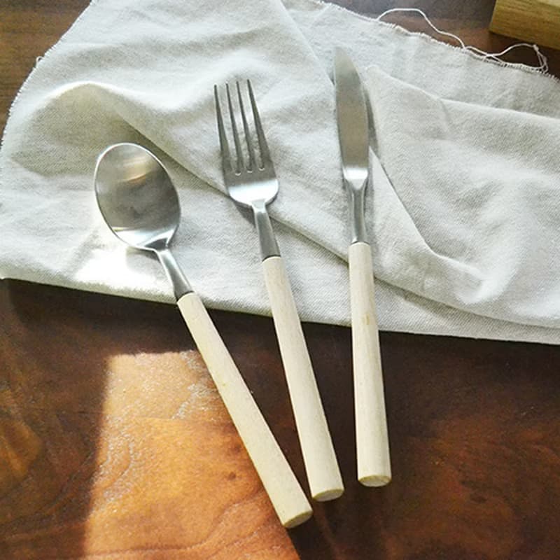 日本【SALUS 佐藤金屬】優雅細木餐具 櫸木柄/花梨木柄