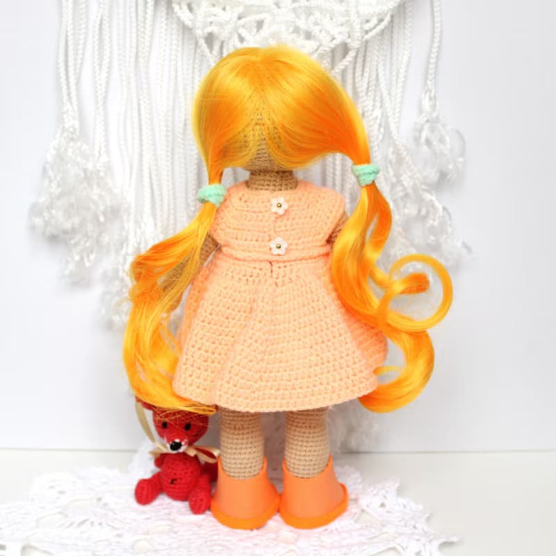Crochet doll with little fox  Gift set for girl Personalized crochet doll