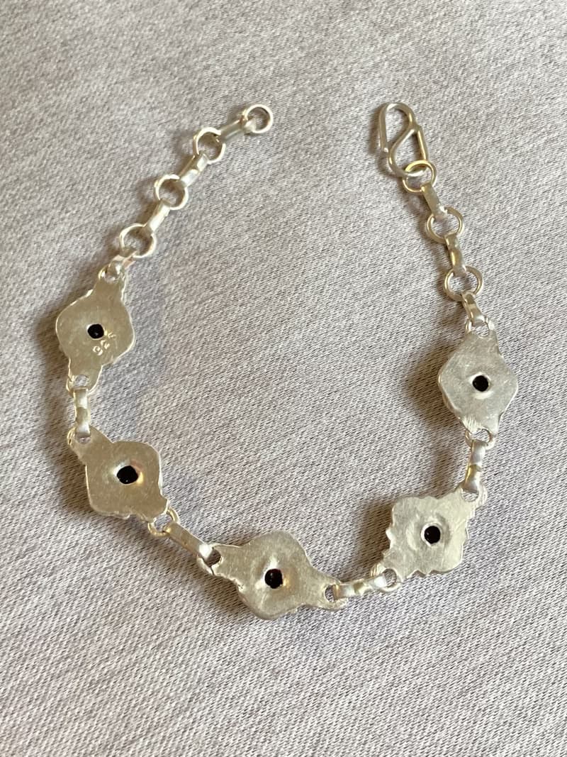 天然 切面 石榴石 手鍊 尼泊爾 手工製 925純銀