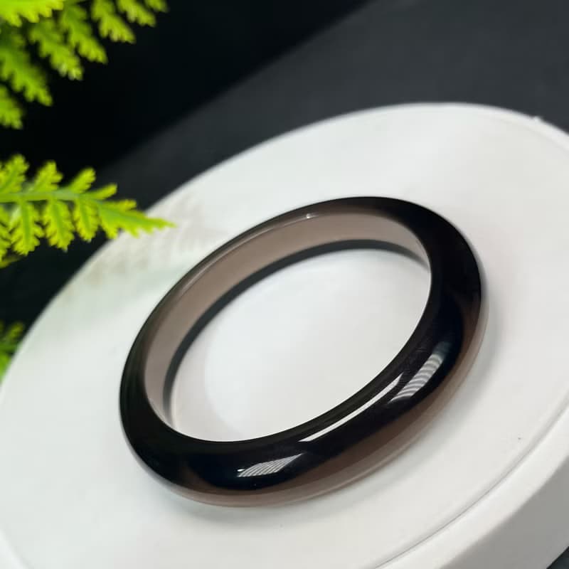 高品質 玻璃體冰曜石手鐲 59MM 高冰黑曜石手環 平安凈化時尚幸運