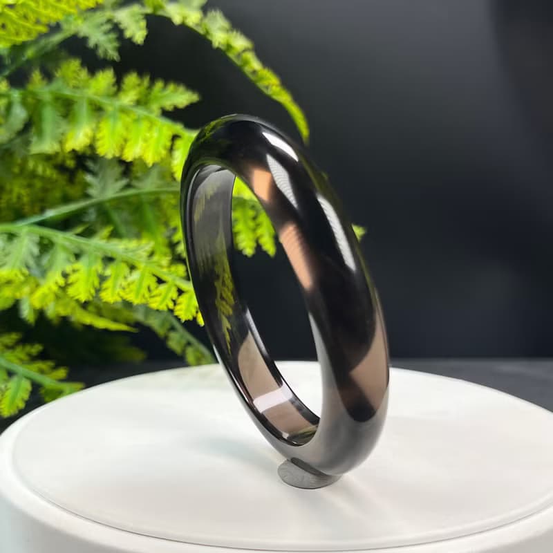 高品質 玻璃體冰曜石手鐲 59MM 高冰黑曜石手環 平安凈化時尚幸運