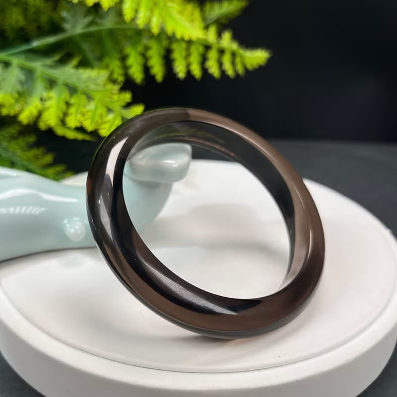 高品質 玻璃體冰曜石手鐲 59MM 高冰黑曜石手環 平安凈化時尚幸運