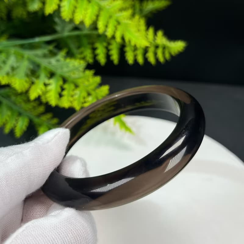 高品質 玻璃體冰曜石手鐲 59MM 高冰黑曜石手環 平安凈化時尚幸運