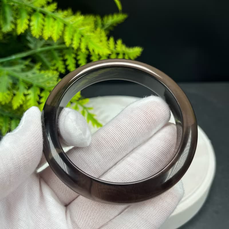 高品質 玻璃體冰曜石手鐲 59MM 高冰黑曜石手環 平安凈化時尚幸運