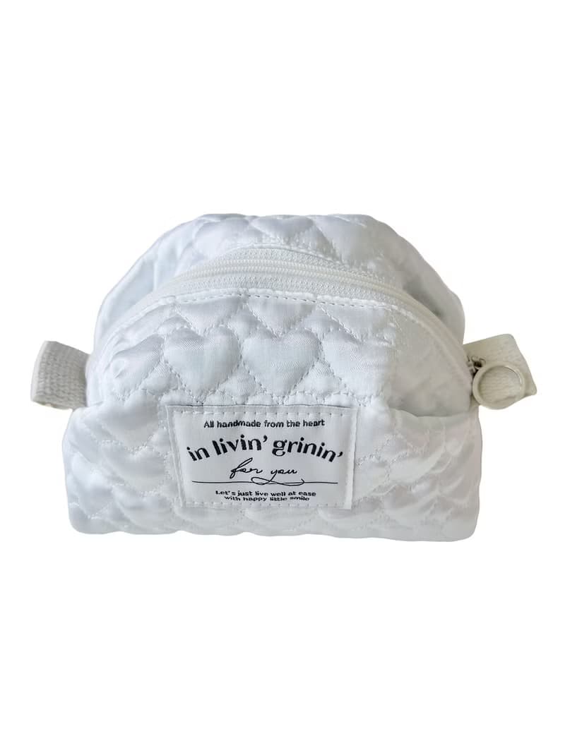 heart quilting pouch M_white pearl
