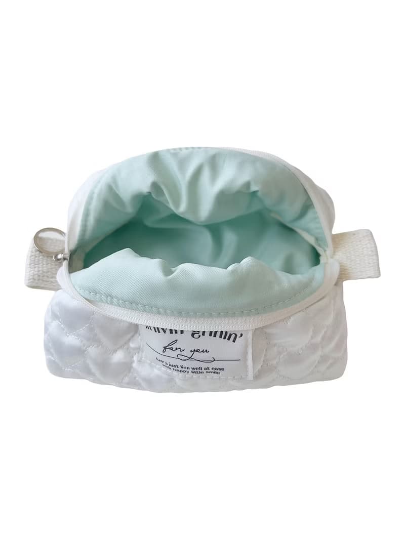heart quilting pouch M_white pearl