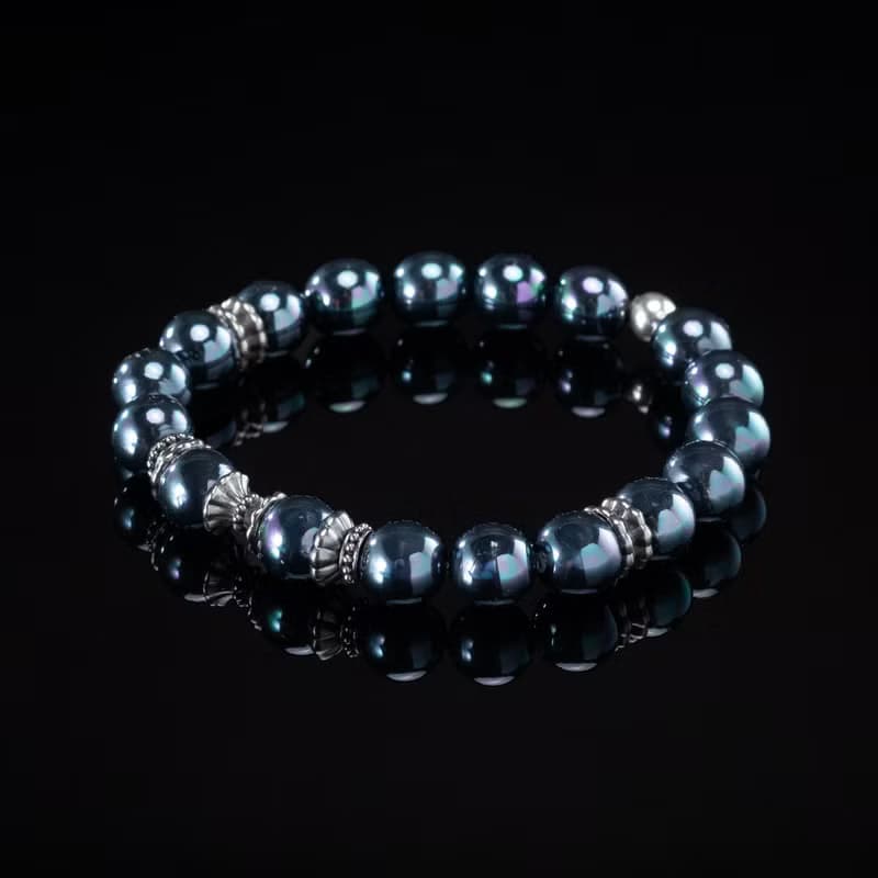 Beaded Bracelet for Men – 925 Sterling Silver and Mallorcan Pearl Bracelet