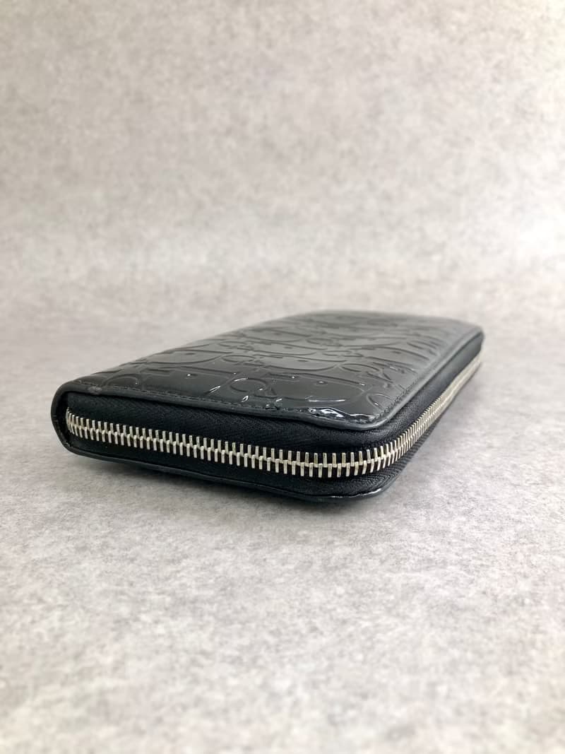 【 日本直送　名牌中古包 】Christian Dior クリスチャン ディオール トロッター 長財布 ブラック エナメル ラウンドファスナー p6wn5e