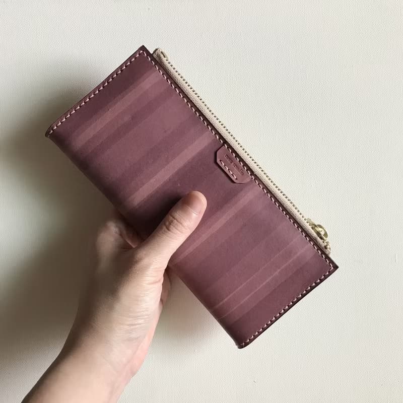 真皮長夾│8卡層│2鈔票層│零錢袋│木苺│long wallet