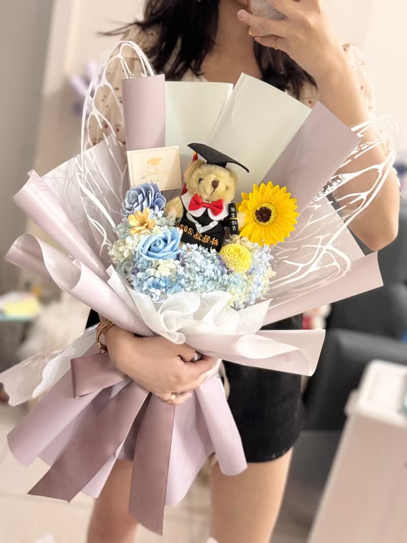 畢業熊花束大款