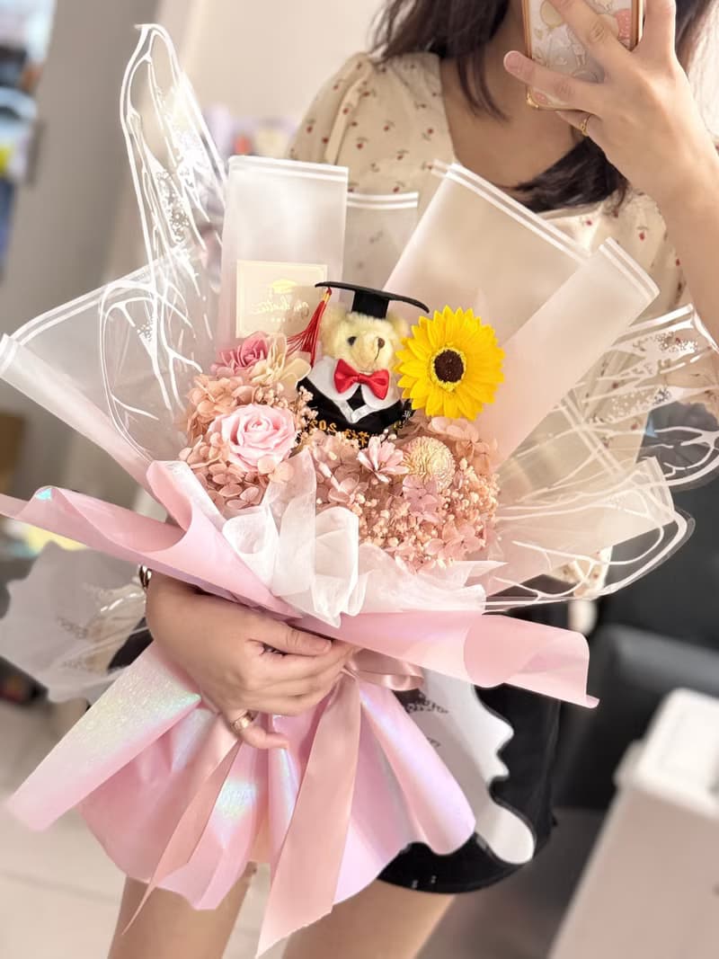 畢業熊花束大款