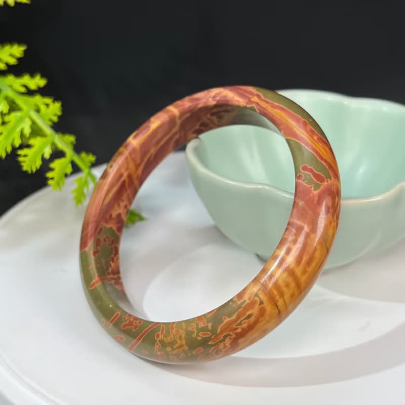 三彩瑪瑙手鐲56MM 北疆克拉瑪依烏爾禾埃及風玉髓手環 提升靈感