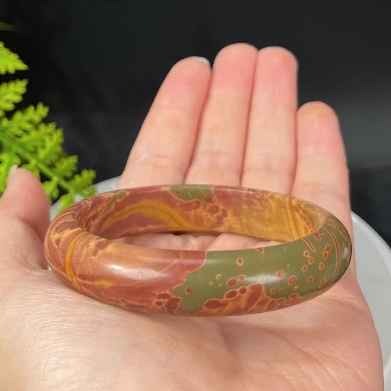 三彩瑪瑙手鐲56MM 北疆克拉瑪依烏爾禾埃及風玉髓手環 提升靈感