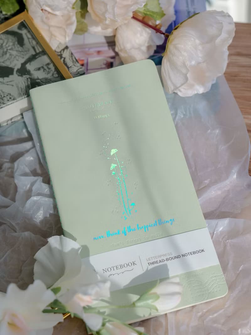 手工活版線裝長型筆記本(點陣內頁) - H.快樂