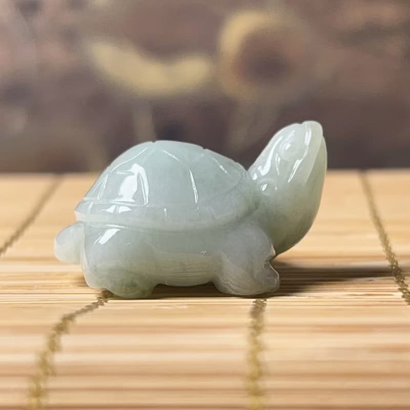 【吉祥‧長壽】飄花翡翠烏龜 | 天然緬甸A貨翡翠 | 送禮