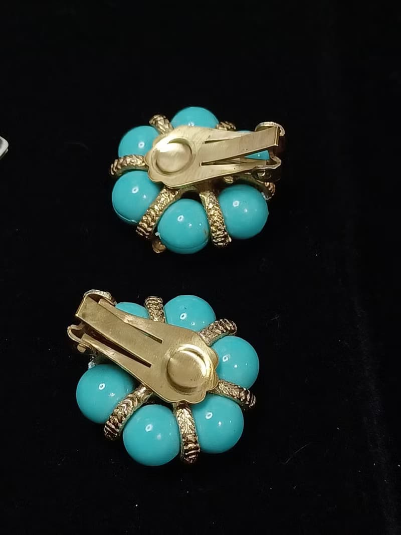 vintage jewelry  古董夾式耳環  金色三葉
