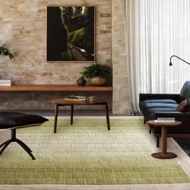法式風 手作 紐西蘭羊毛地毯 秋綠 客廳臥室 床邊墊 家居裝飾