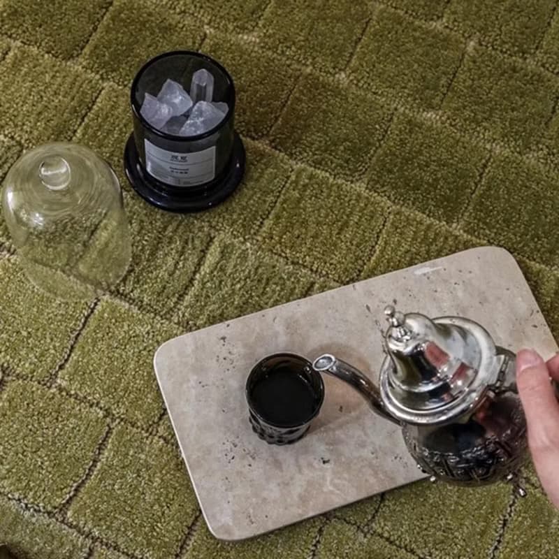 法式風 手作 紐西蘭羊毛地毯 秋綠 客廳臥室 床邊墊 家居裝飾