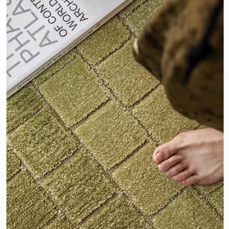法式風 手作 紐西蘭羊毛地毯 秋綠 客廳臥室 床邊墊 家居裝飾