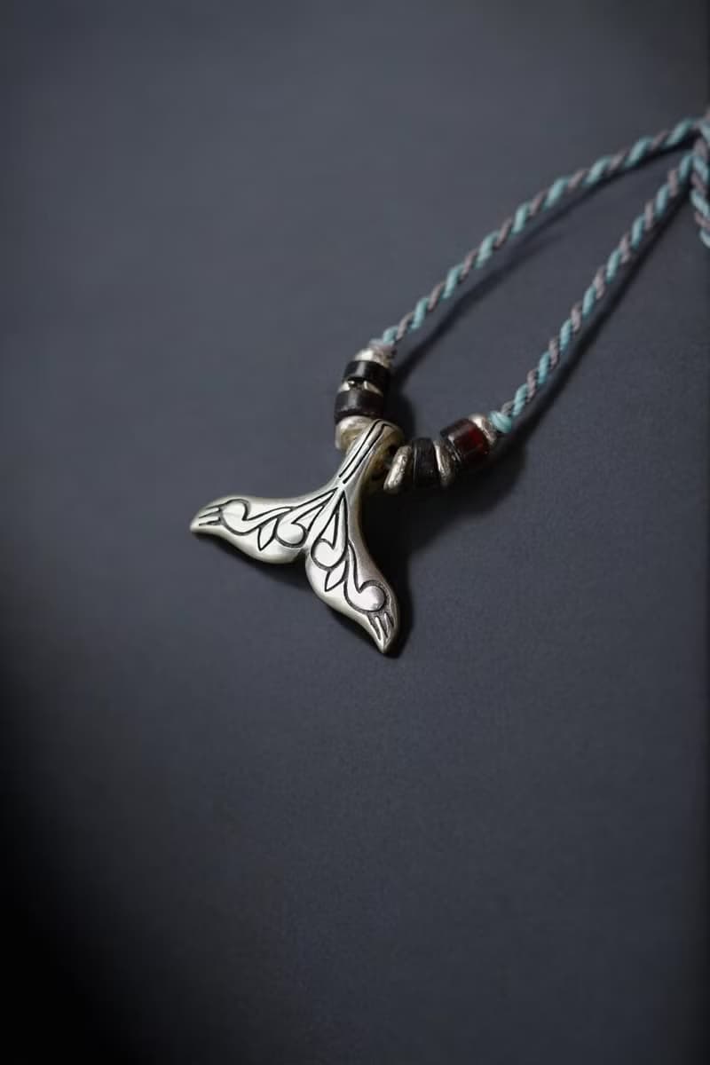 925銀 霧面圖騰 鯨魚尾 蠟線編織項鍊