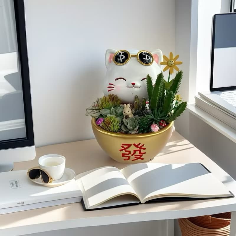 【元寶招財貓】 多肉仙人掌組合盆栽 開幕新居喬遷升官送禮