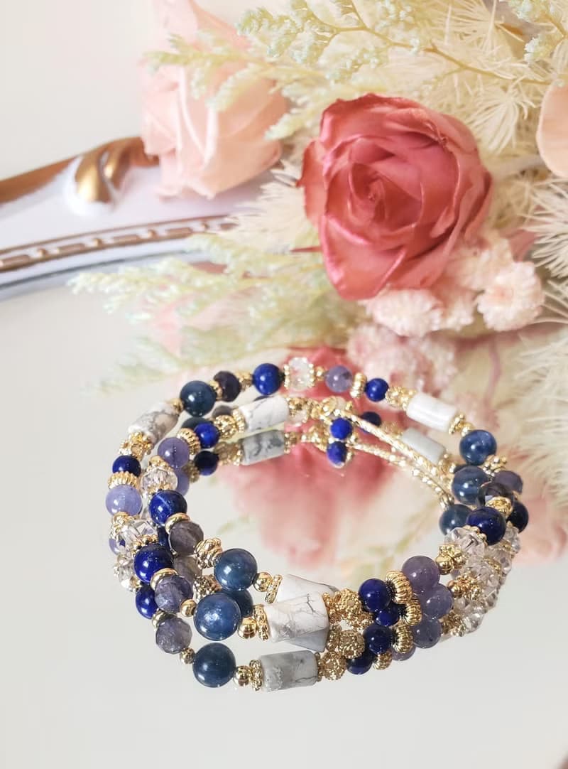 直覺力雙圈款-眉心輪/堇青石/青金石/藍晶石/坦桑石/水晶手鍊