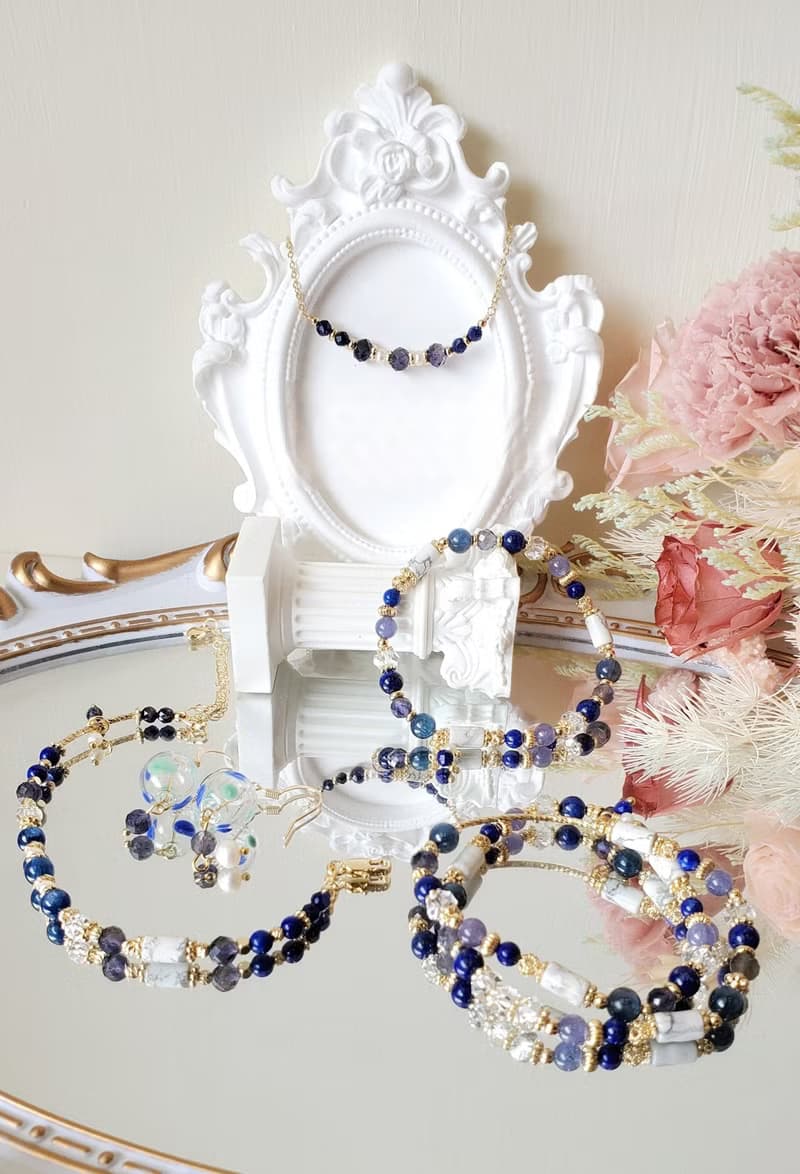 直覺力雙圈款-眉心輪/堇青石/青金石/藍晶石/坦桑石/水晶手鍊