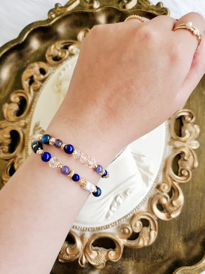 直覺力雙圈款-眉心輪/堇青石/青金石/藍晶石/坦桑石/水晶手鍊