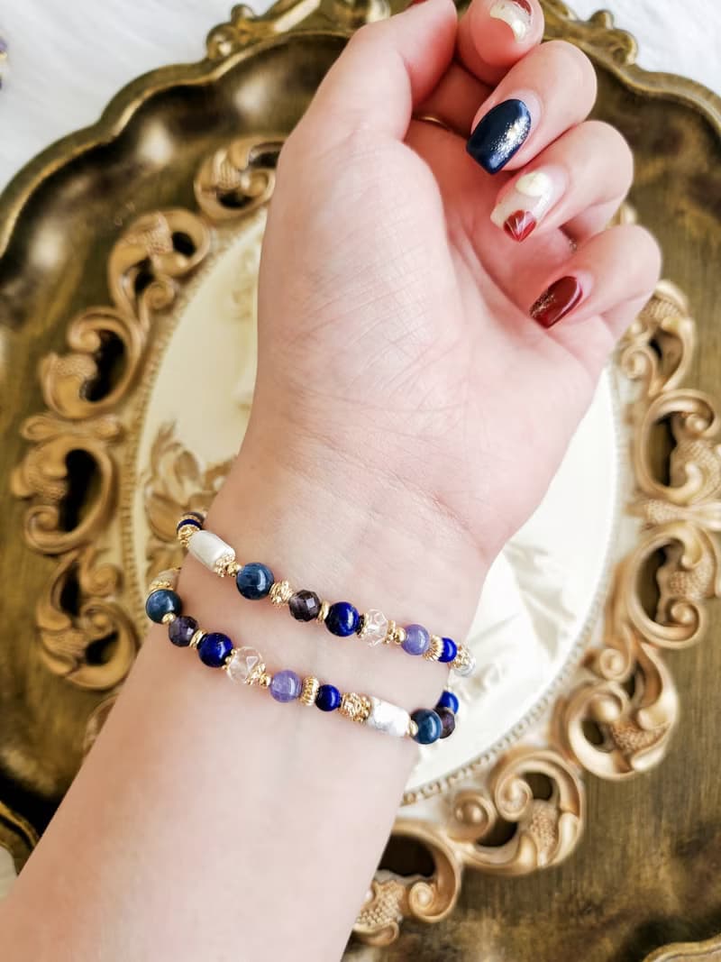 直覺力雙圈款-眉心輪/堇青石/青金石/藍晶石/坦桑石/水晶手鍊