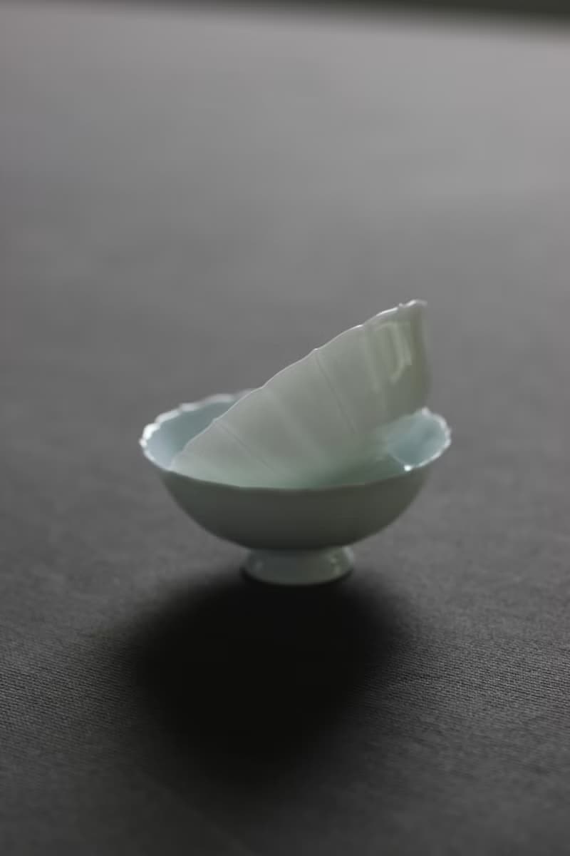 半刀泥 葵口茶杯 薄胎品茗杯 如玉通透 手作 景德鎮湖田影青釉