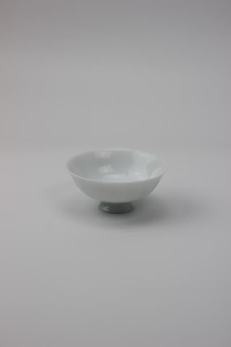 半刀泥 葵口茶杯 薄胎品茗杯 如玉通透 手作 景德鎮湖田影青釉