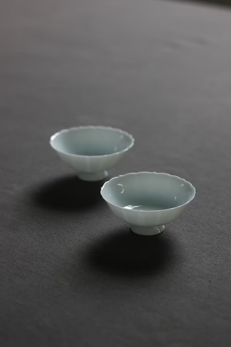 半刀泥 葵口茶杯 薄胎品茗杯 如玉通透 手作 景德鎮湖田影青釉