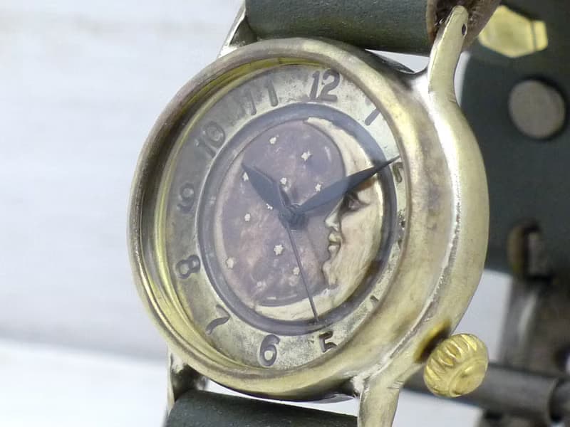 CrescentMoon-MB  32mmBrass(真鍮) 三日月文字盤 アラビア 手作り時計 352CM