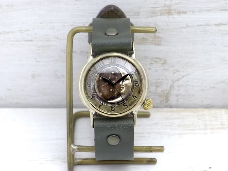 CrescentMoon-MB  32mmBrass(真鍮) 三日月文字盤 アラビア 手作り時計 352CM