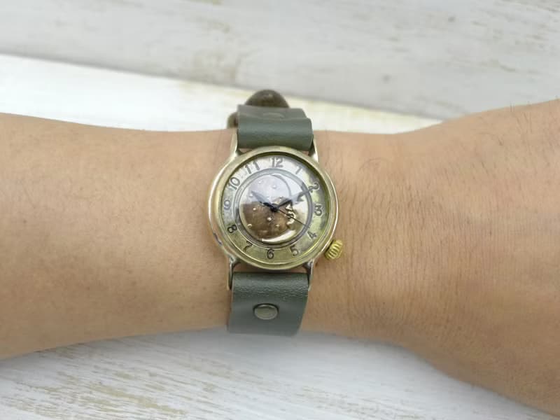 CrescentMoon-MB  32mmBrass(真鍮) 三日月文字盤 アラビア 手作り時計 352CM