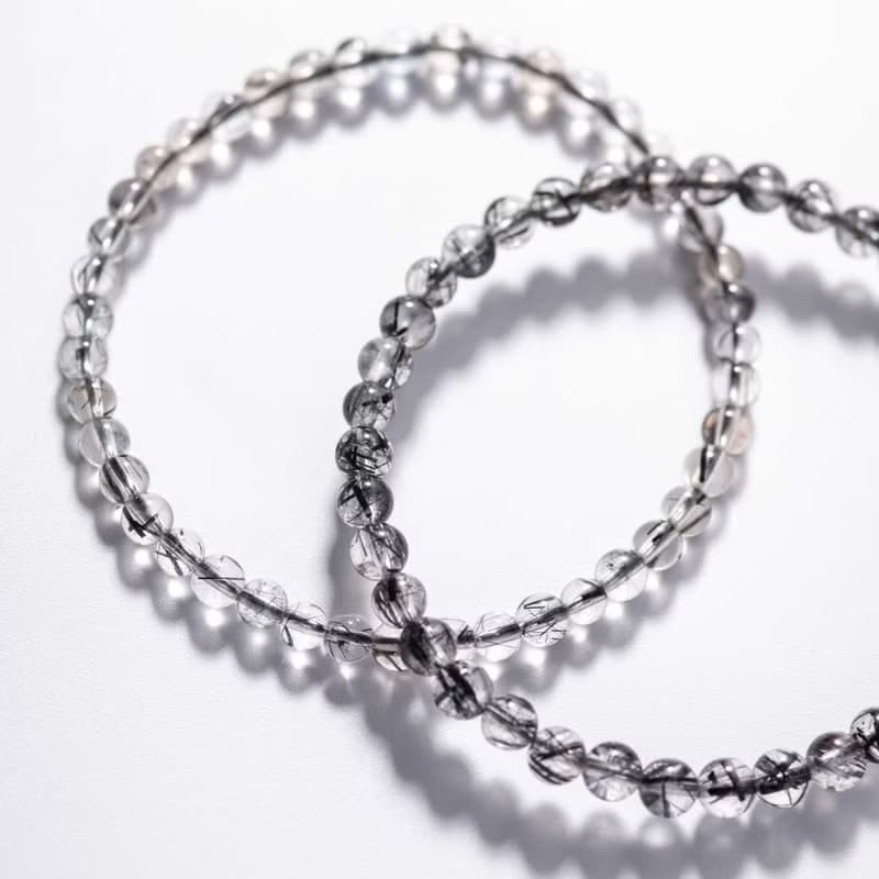 黑髮晶4mm極細手鍊 | 多圈能量天然水晶手鏈禮物| 4 月新品主打星