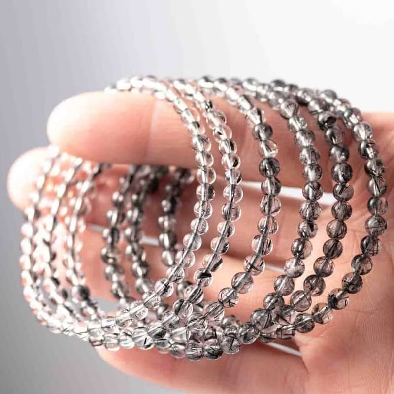 黑髮晶4mm極細手鍊 | 多圈能量天然水晶手鏈禮物| 4 月新品主打星