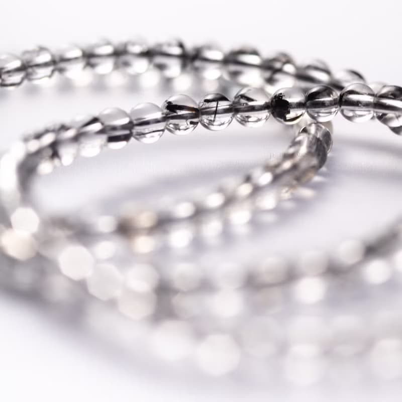 黑髮晶4mm極細手鍊 | 多圈能量天然水晶手鏈禮物| 4 月新品主打星