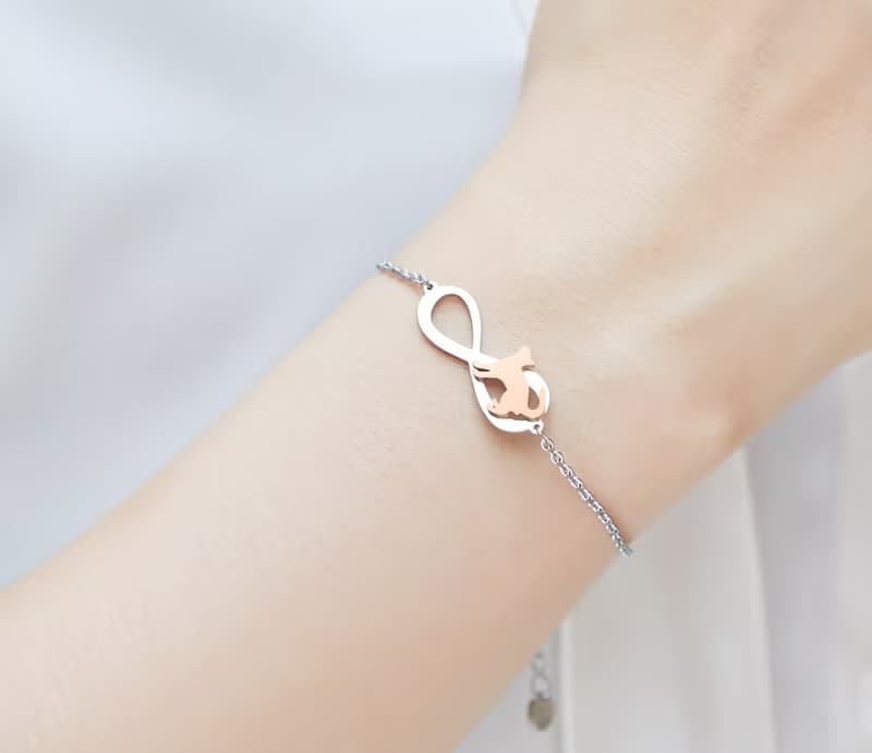 想玩耍的貓手鍊 - 永恆與貓系列-抗敏醫療鋼